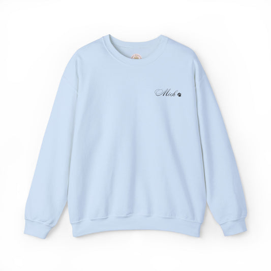 Embroidered Name & Dog Paw Crewneck Sweatshirt - Minimalist, Classic, Girly - Customizable Personalized Jumper, Embroidered Sweatshirt, Pet