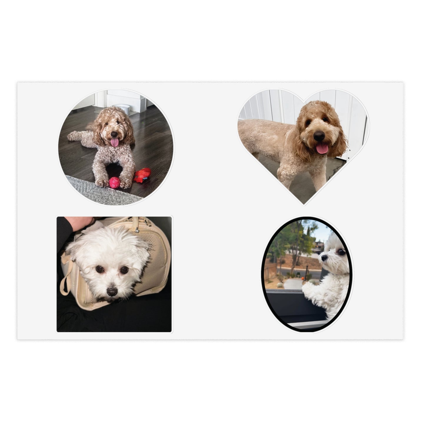 Dog Sticker Sheets, Custom Pet Stickers, Heart Circle Oval Rectangle Shapes, Personalized Animal Decals, Cute Puppy Lover Gift, Scrapbook