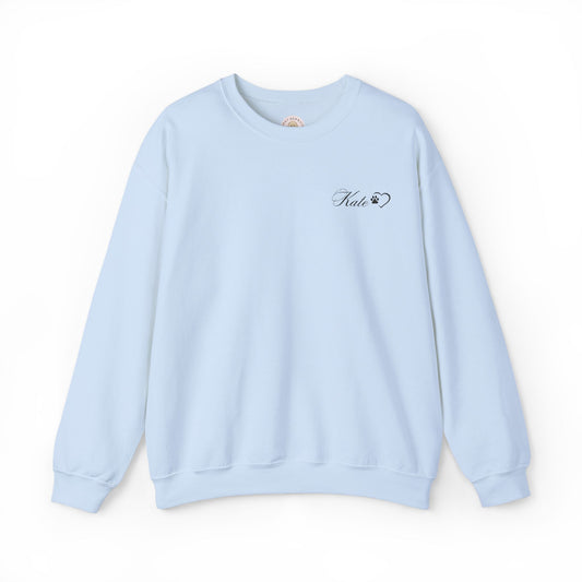 Embroidered Name & Dog Paw Heart Crewneck Sweatshirt - Minimalist, Classic, Girly - Customizable Personalized sweater Christmas gift gifts