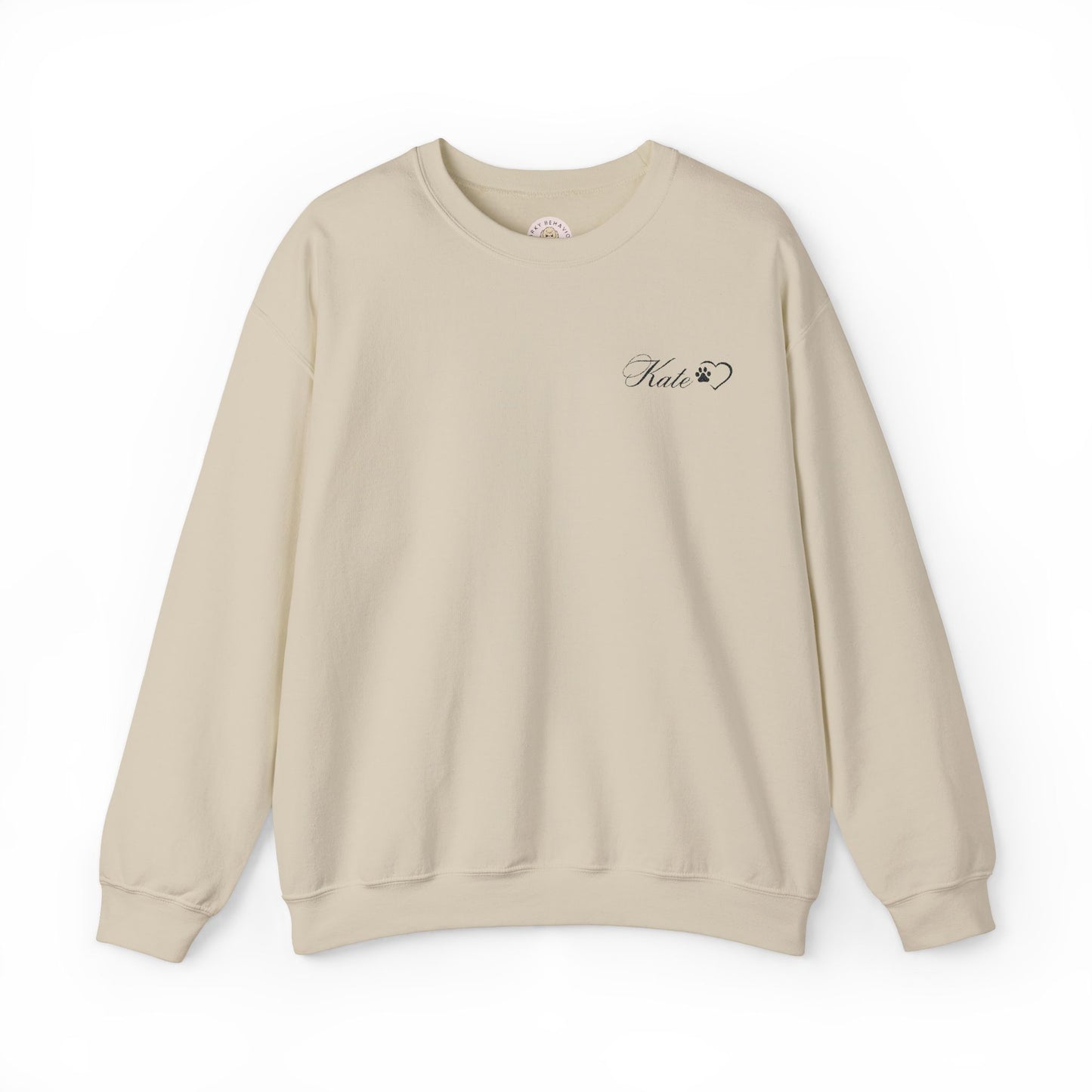 Embroidered Name & Dog Paw Heart Crewneck Sweatshirt - Minimalist, Classic, Girly - Customizable Personalized sweater Christmas gift gifts
