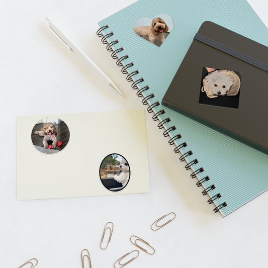 Dog Sticker Sheets, Custom Pet Stickers, Heart Circle Oval Rectangle Shapes, Personalized Animal Decals, Cute Puppy Lover Gift, Scrapbook