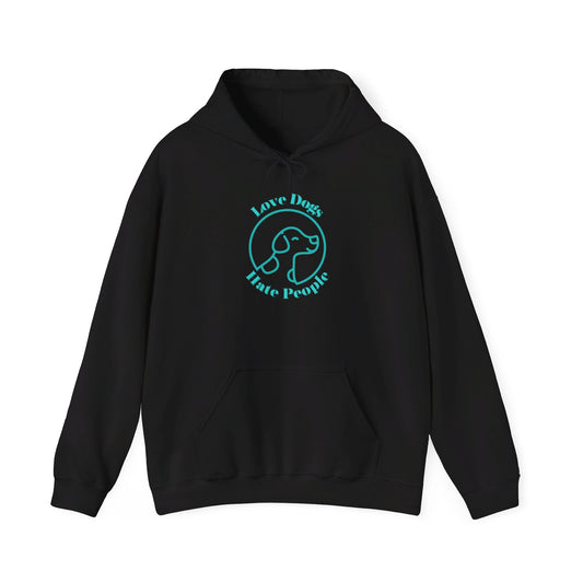 Hoodie Love Dogs Hate People Blue Font